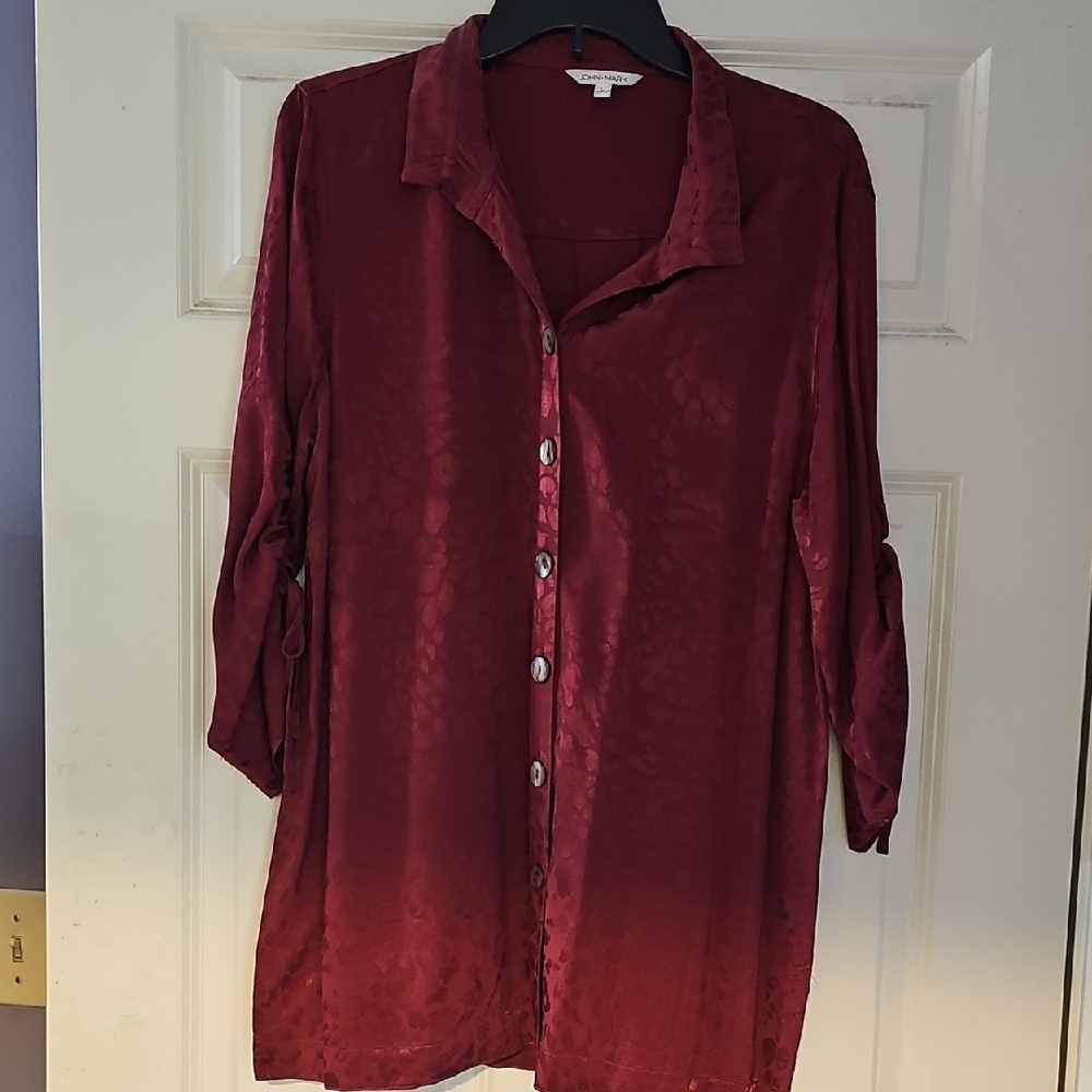 John Mark Deep Red Button-Down Shirt